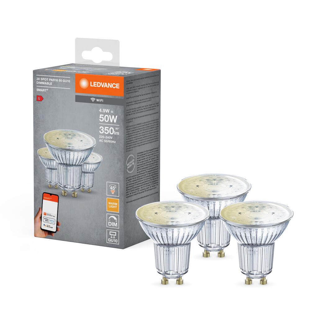 LED-Leuchtmittelset 'SMART WiFi PAR' dimmbar Reflektor klar GU10 4,9 W 350 lm warmweiß 3 Stück
