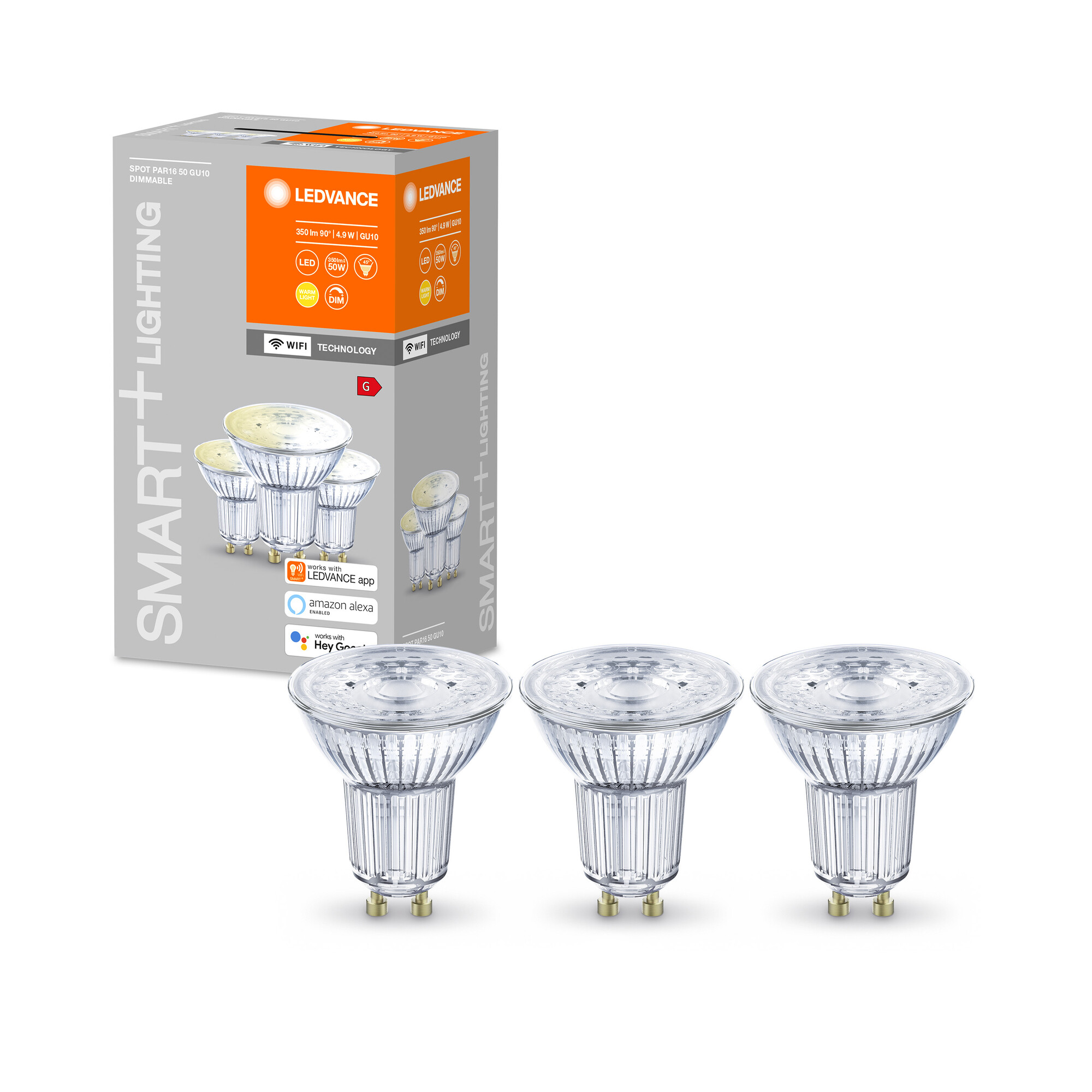 LED-Reflektorlampe 'Smart+ WiFi PAR' warmweiß 4,9 W GU10 350 lm, dimmbar 3er-Pack + product picture