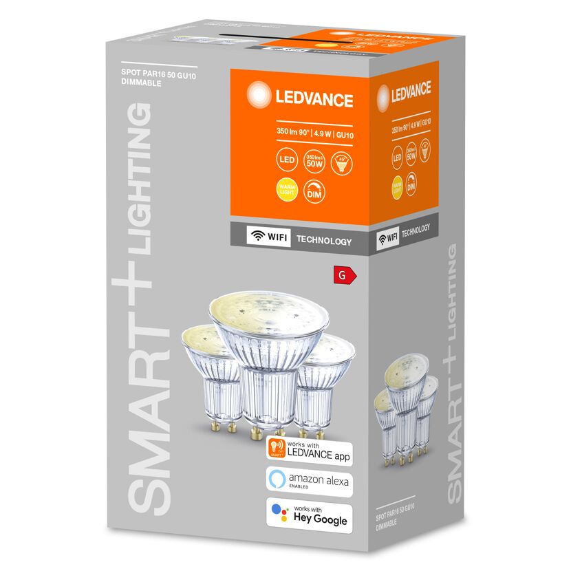 LED-Reflektorlampe 'Smart+ WiFi PAR' warmweiß 4,9 W GU10 350 lm, dimmbar 3er-Pack