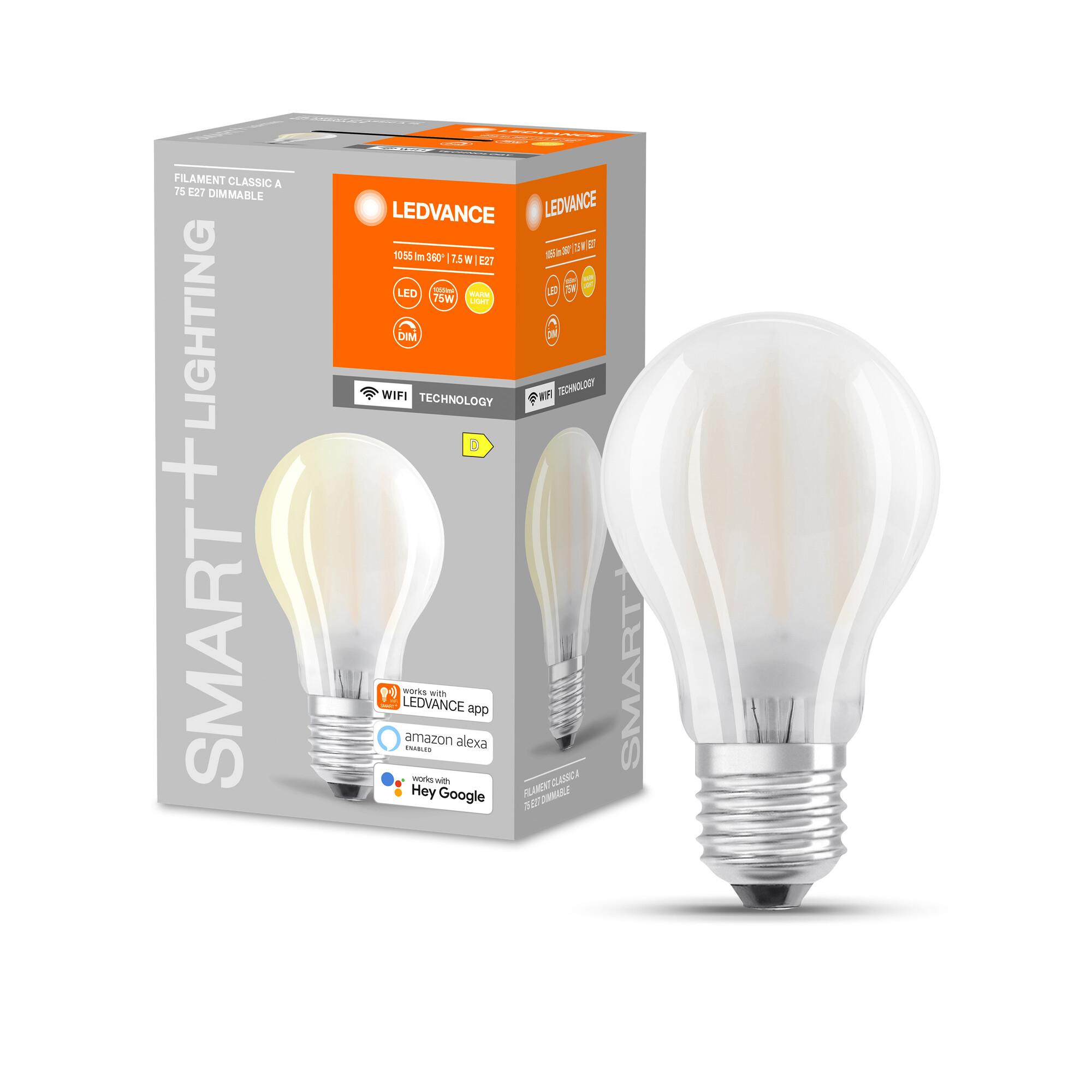 LED-Filament Lampe 'Smart+ WiFi CLA' warmweiß 7,5 W E27 1055 lm, dimmbar + product picture