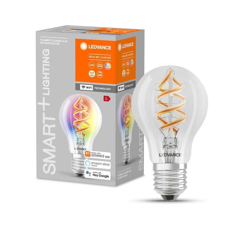 LED-Filament Lampe 'Smart+ WiFi CLA' RGBW 4,5 W E27 300 lm, dimmbar