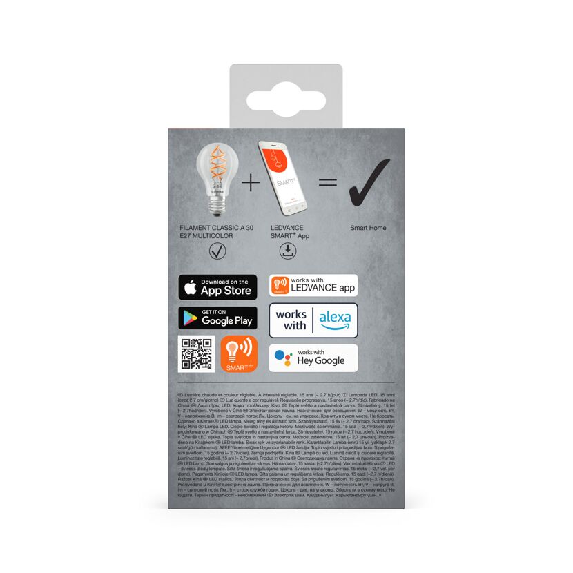 LED-Filament Lampe 'Smart+ WiFi CLA' RGBW 4,5 W E27 300 lm, dimmbar