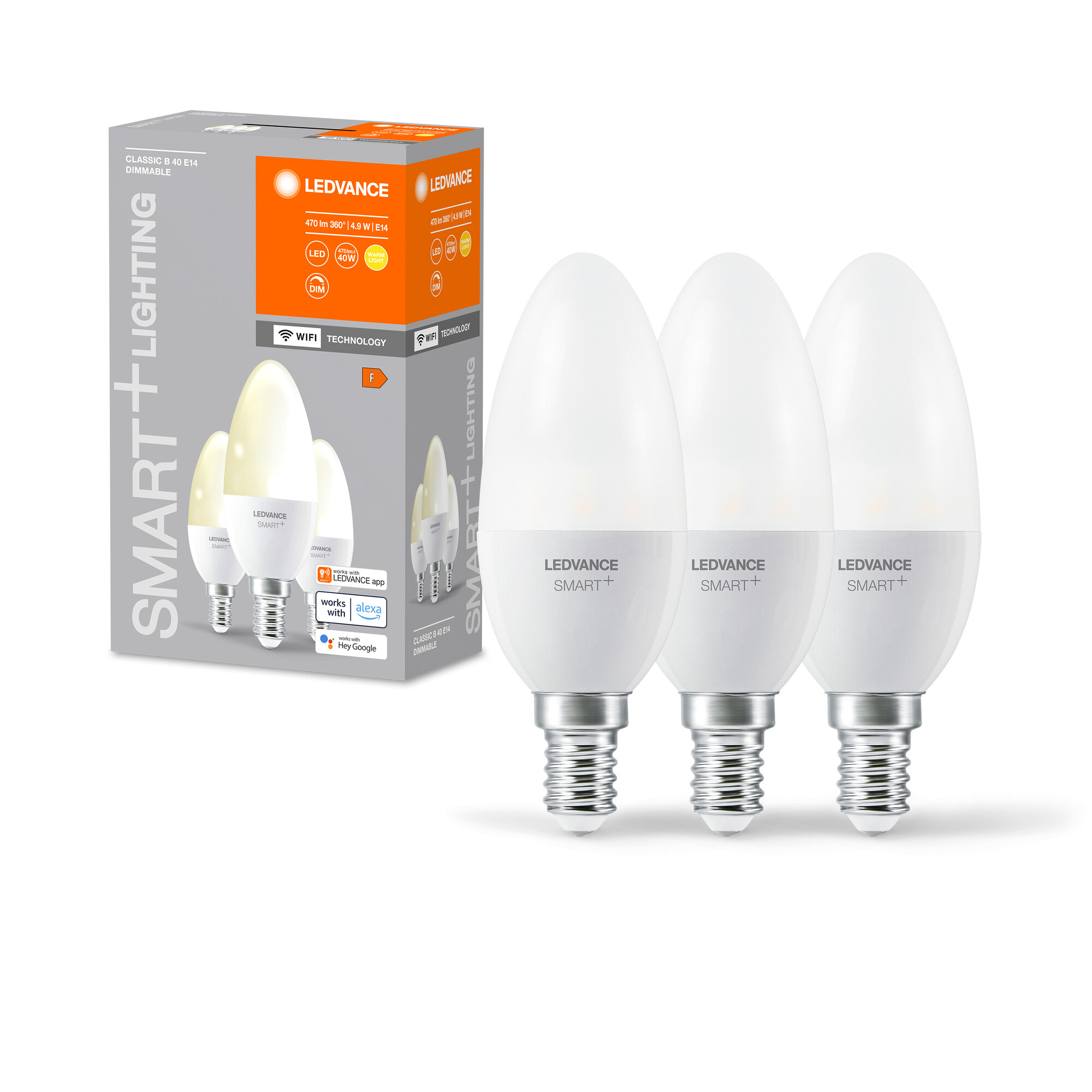 LED-Kerzenlampe 'Smart+ WiFi CLB' warmweiß 4,9 W E14 470 lm, dimmbar 3er-Pack + product picture