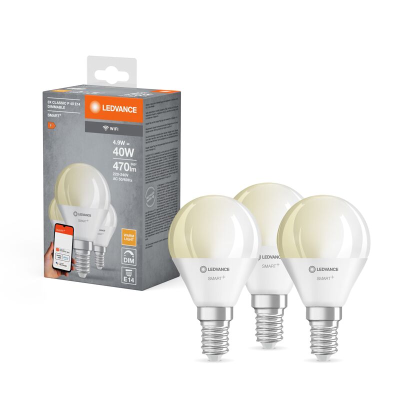 LED-Lampe 'Smart+ WiFi CLP' warmweiß 4,9 W E14 470 lm, dimmbar 3er-Pack