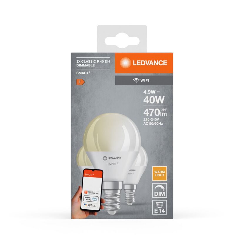 LED-Lampe 'Smart+ WiFi CLP' warmweiß 4,9 W E14 470 lm, dimmbar 3er-Pack