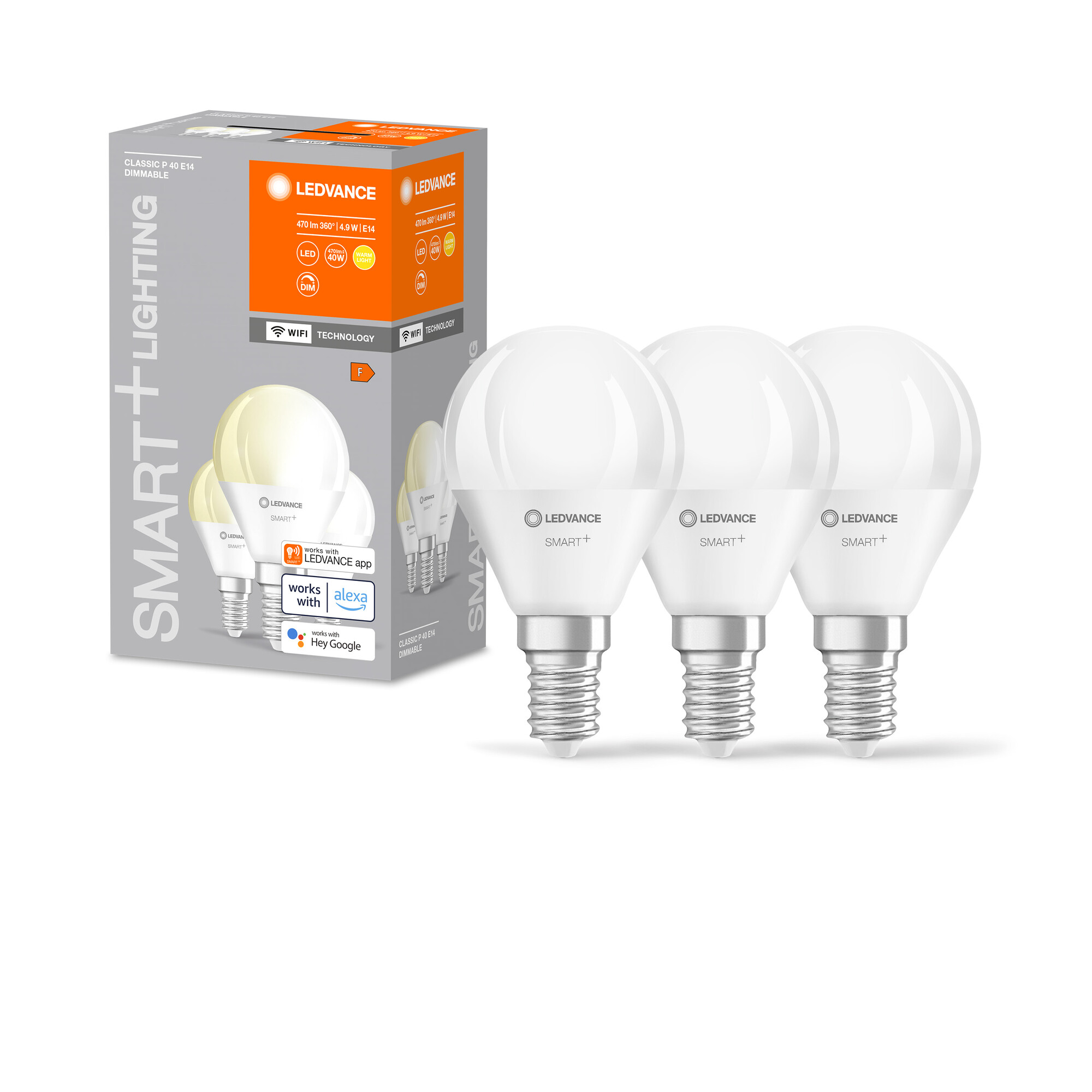 LED-Lampe 'Smart+ WiFi CLP' warmweiß 4,9 W E14 470 lm, dimmbar 3er-Pack + product picture