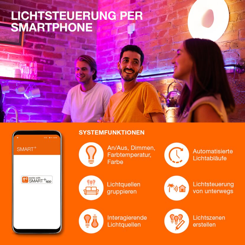 LED-Kerzenlampe 'Smart+ WiFi CLB' warmweiß 4,9 W E14 470 lm, dimmbar 3er-Pack