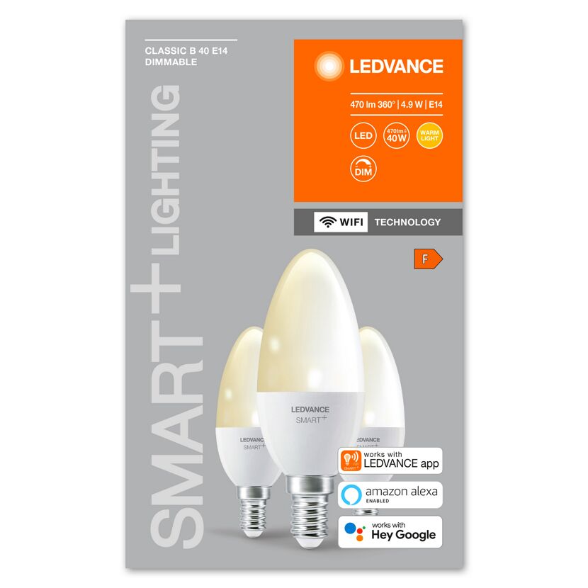 LED-Kerzenlampe 'Smart+ WiFi CLB' warmweiß 4,9 W E14 470 lm, dimmbar 3er-Pack