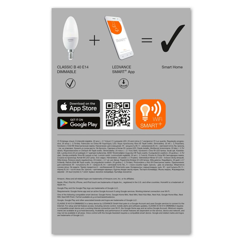 LED-Kerzenlampe 'Smart+ WiFi CLB' warmweiß 4,9 W E14 470 lm, dimmbar 3er-Pack