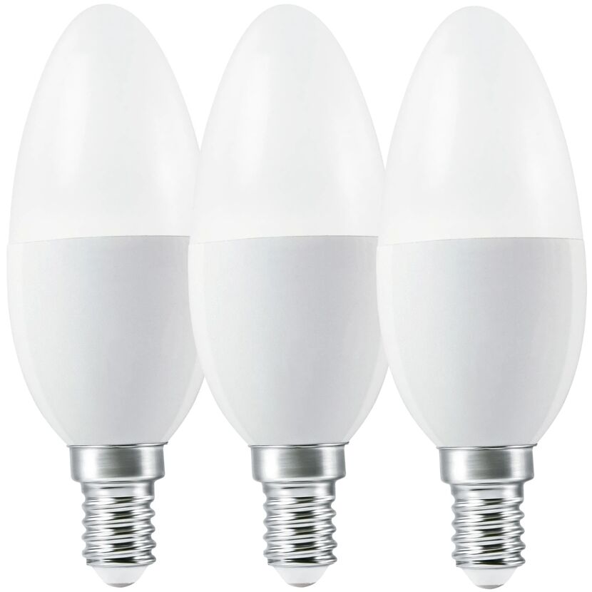 LED-Leuchtmittelset 'SMART WiFi CLB' dimmbar Kerze matt E14 4,9 W 470 lm warmweiß 3 Stück