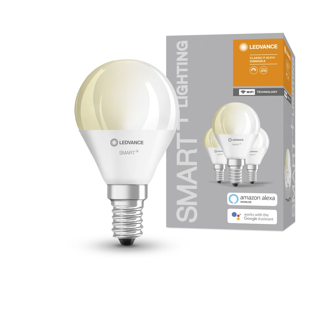 LED-Leuchtmittelset 'SMART WiFi CLP' dimmbar Tropfen matt E14 4,9 W 470 lm warmweiß 3 Stück