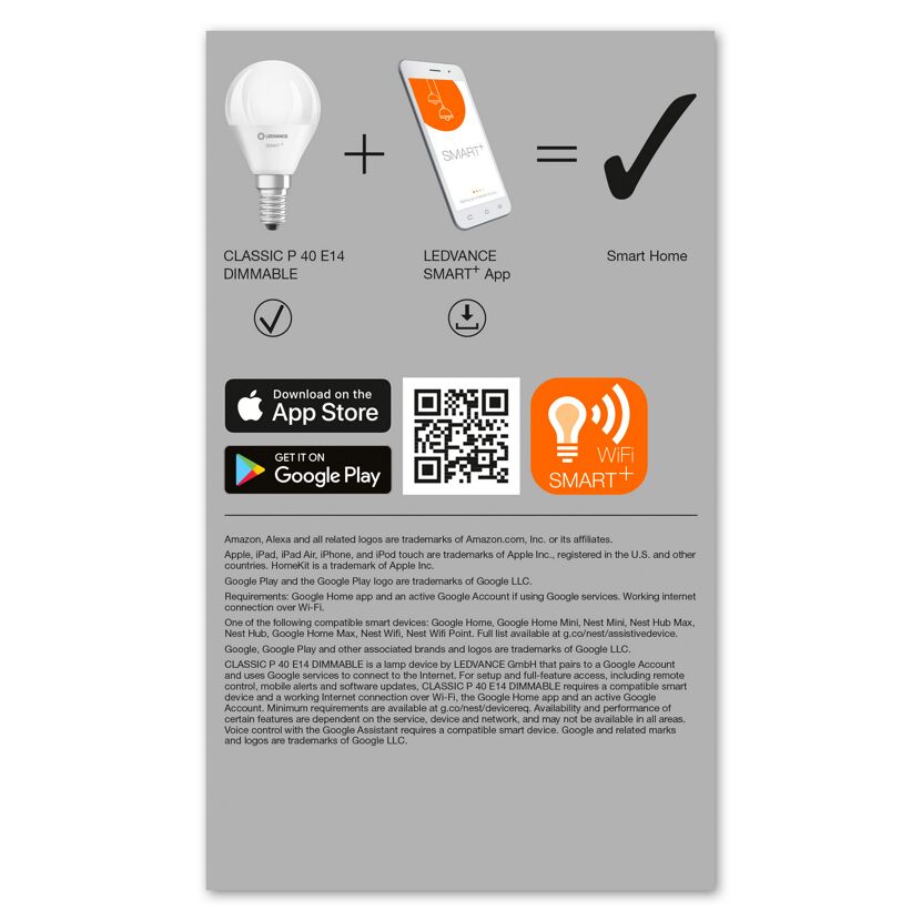 LED-Lampe 'Smart+ WiFi CLP' warmweiß 4,9 W E14 470 lm, dimmbar 3er-Pack