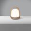 Eine tragbare LED Tischleuchte mit Holzgriff.