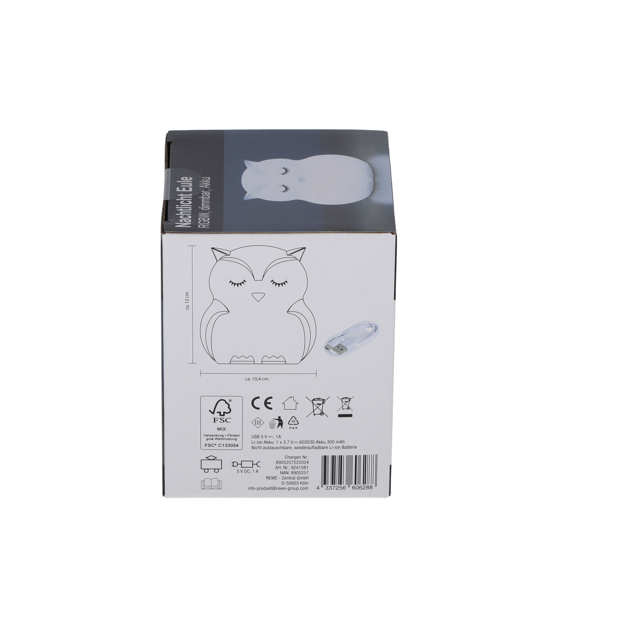 Akku-LED-Nachtlicht 'Eule' weiß 12 cm, mit Farbwechsler