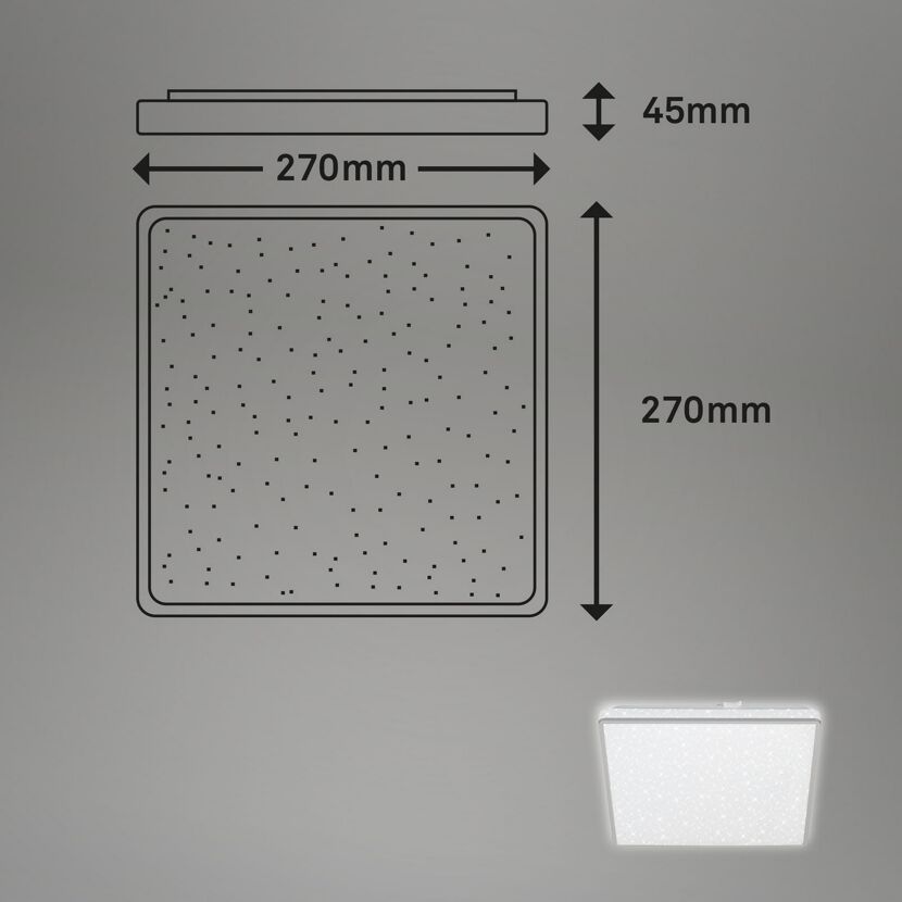 Quadratische LED-Deckenleuchte mit Sternenhimmel-Effekt
