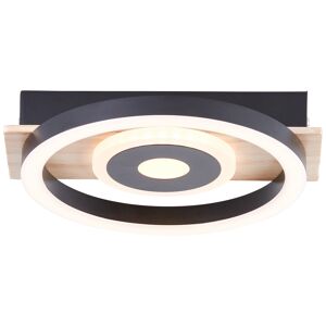 LED-Deckenleuchte 'Maureen' holzfarben/schwarz Ø 20 cm