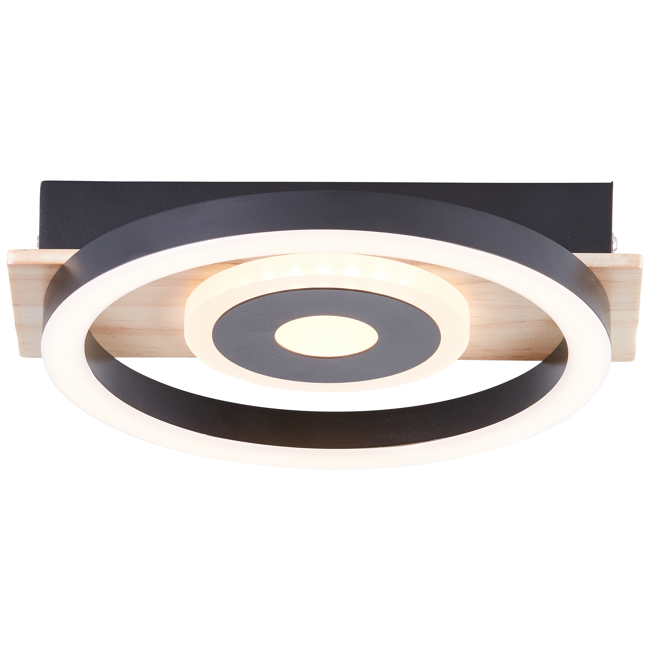 Bild von LED-Deckenleuchte 'Maureen' holzfarben/schwarz Ø 20 cm