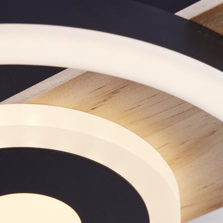 4. Bild von LED-Deckenleuchte 'Maureen' holzfarben/schwarz Ø 20 cm
