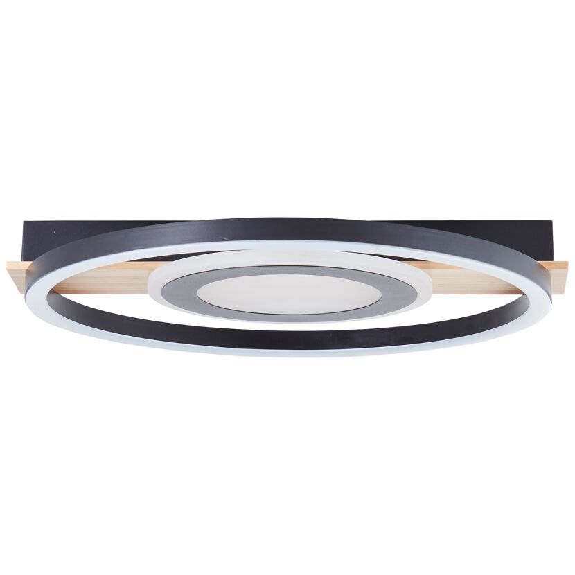 LED-Deckenleuchte 'Maureen' holzfarben/schwarz Ø 37 cm