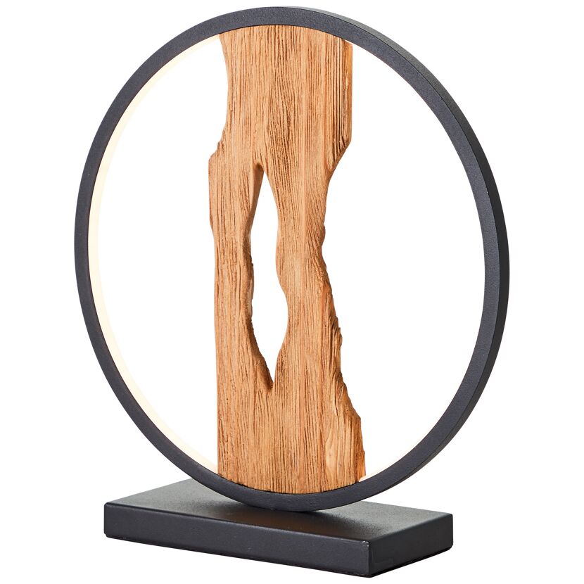LED-Tischleuchte 'Chaumont' holzfarben/schwarz 28 cm