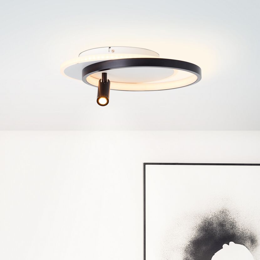 LED-Deckenleuchte 'Eunomia' schwarz/weiß 35 x 29,5 x 14 cm