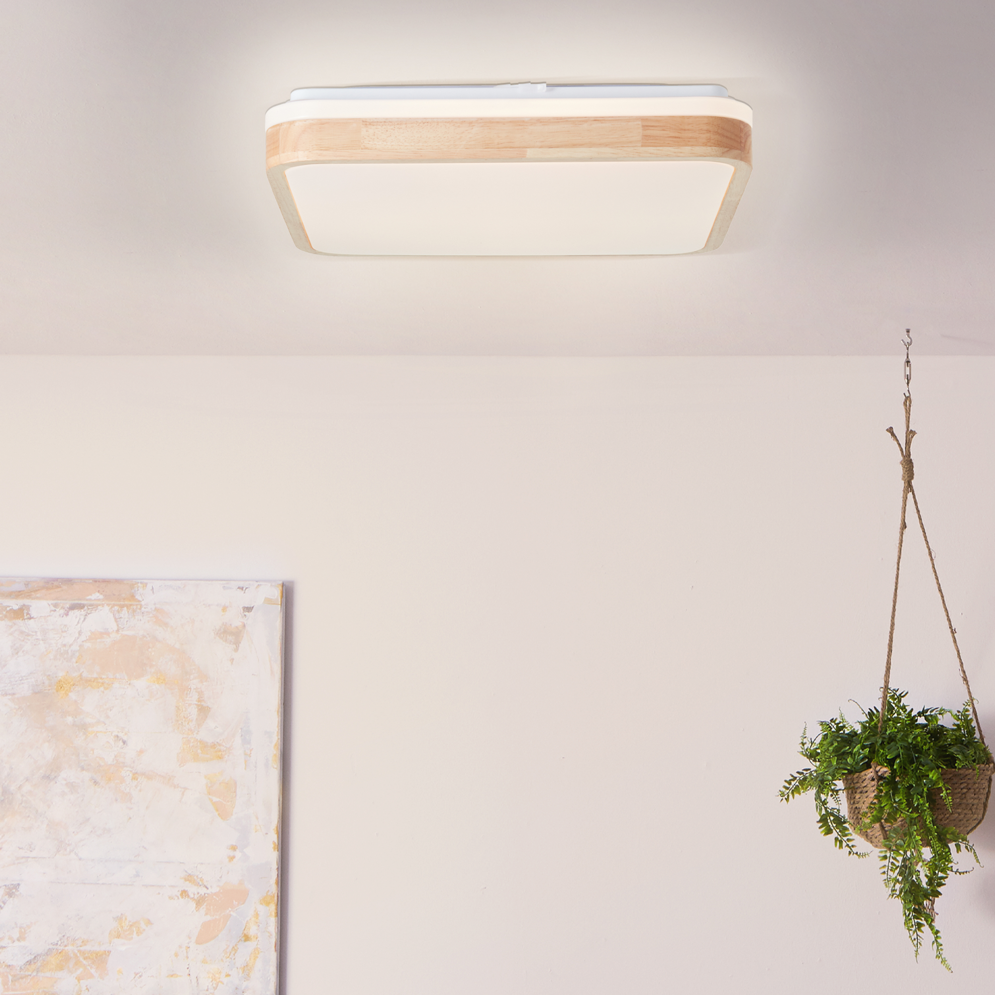 LED-Deckenleuchte 'Tumeo' holzfarben/weiß 41 x 41 cm