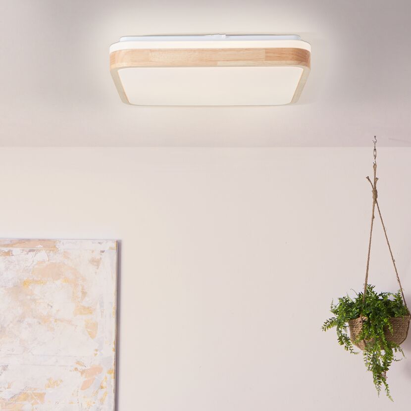 LED-Deckenleuchte 'Tumeo' holzfarben/weiß 41 x 41 cm