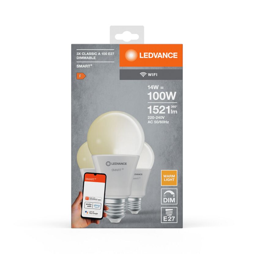 LED-Lampe 'Smart+ WiFi Classic' warmweiß 14 W E27 1521 lm dimmbar 3er-Pack