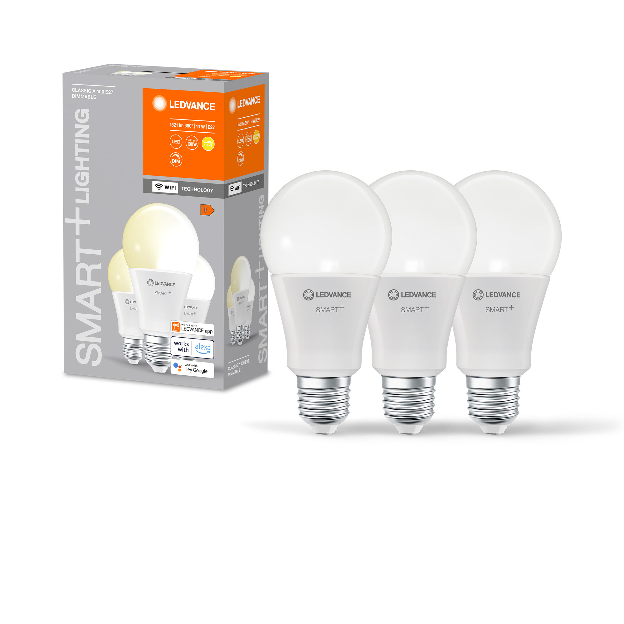 LED-Lampe 'Smart+ WiFi Classic' warmweiß 14 W E27 1521 lm dimmbar 3er-Pack + product picture