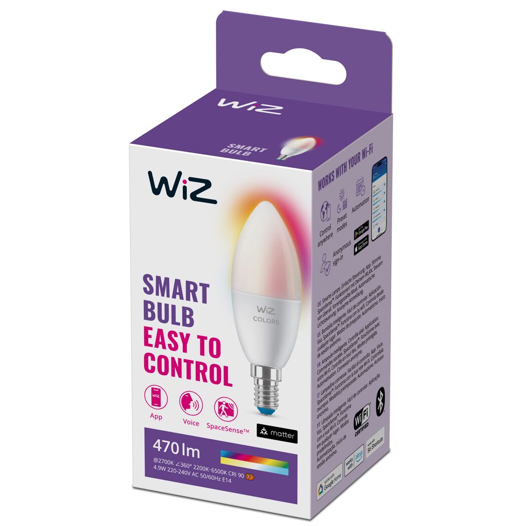 Verpackung einer Wiz Smart LED-Kerzenlampe