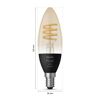 Philips Hue E14 LED-Kerzenlampe gold mit Maßen