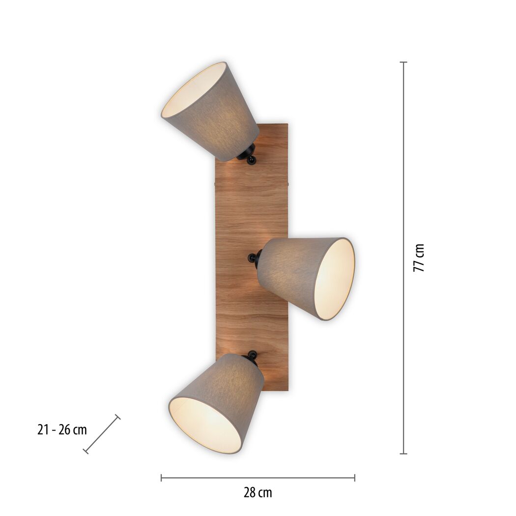 Spot 'Michel' 3-flammig E27 120 W 77 x 26 x 28 cm