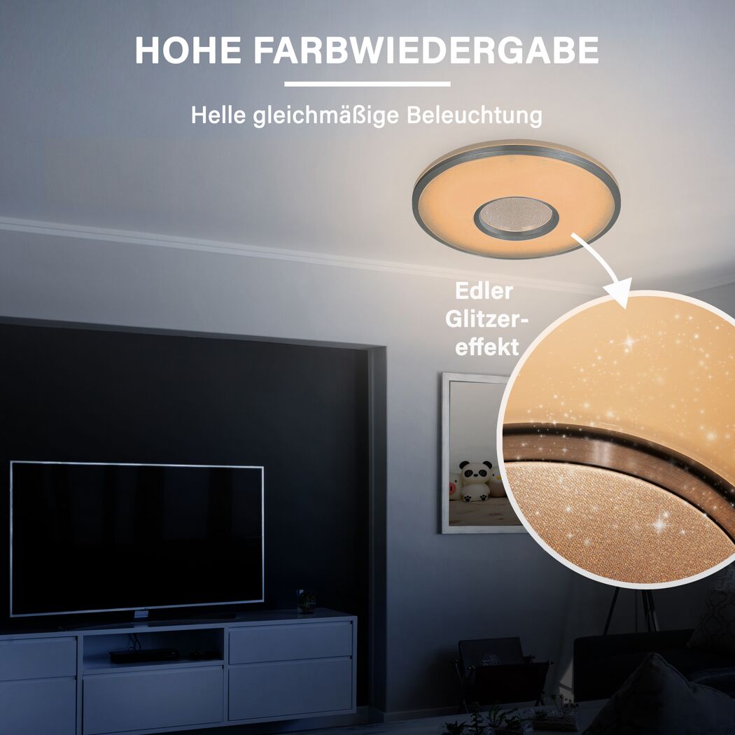 LED-Deckenleuchte 'Shining Silverstar' mit edlem Glitzer-effekt