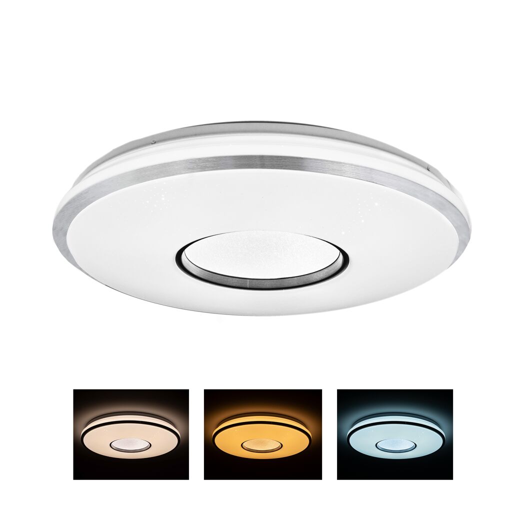 LED-Deckenleuchte 'Shining Silverstar' dimmbar 24 W 2000 lm warmweiß bis tageslichtweiß Ø 49 x 7,5 cm