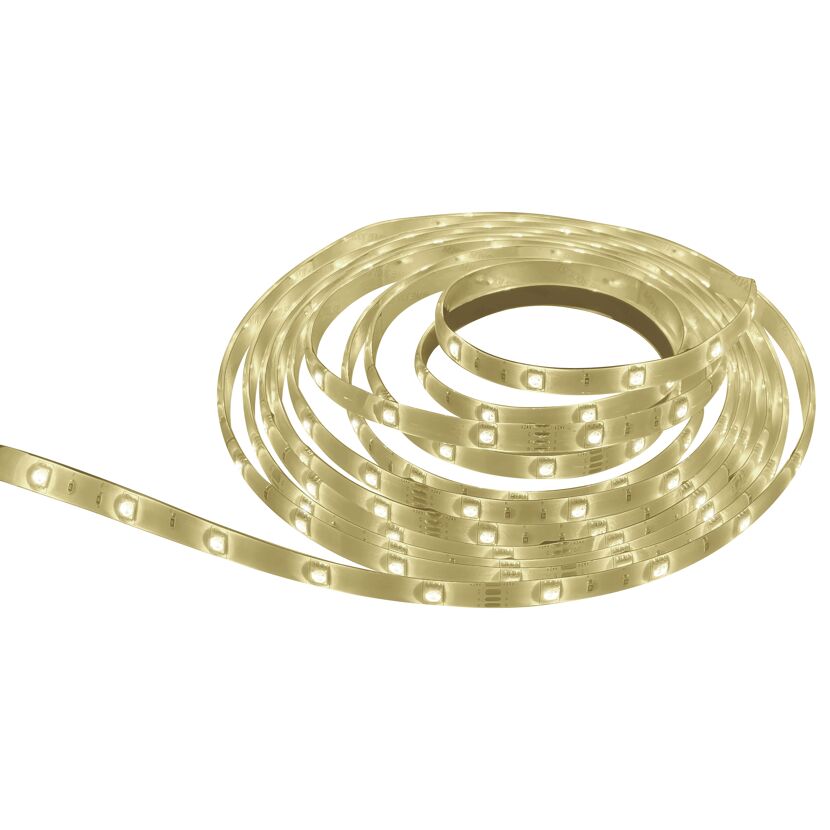 Aufgerollter LED-Strip auf weißem Hintergrund