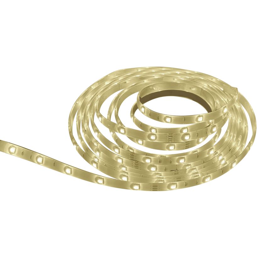 Aufgerollter LED-Strip auf weißem Hintergrund