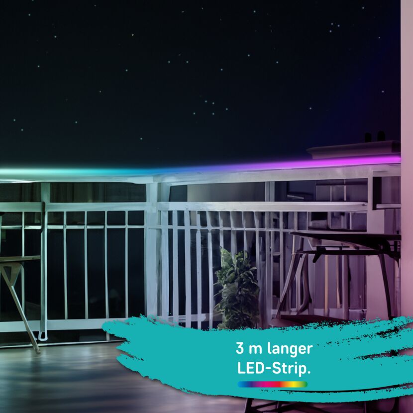 LED-Strip auf Balkon angebracht.
