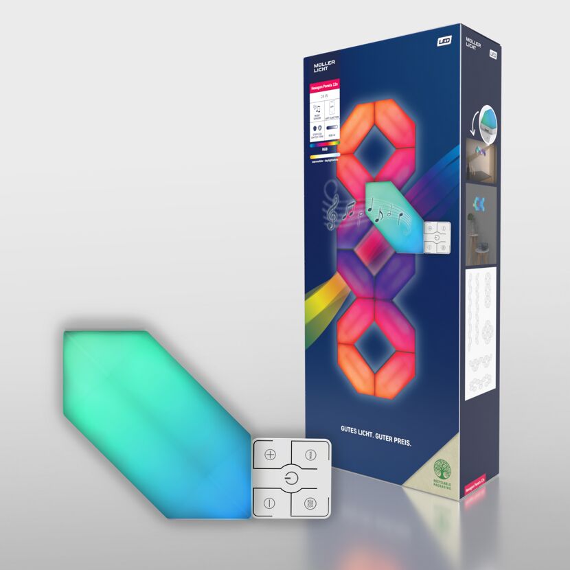 Müller Licht Hexagon Panels 12x mit Fernbedienung