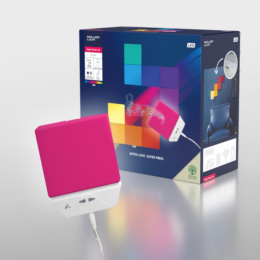 Müller Licht Magic Panels RGB LED-Wandleuchte mit Verpackung