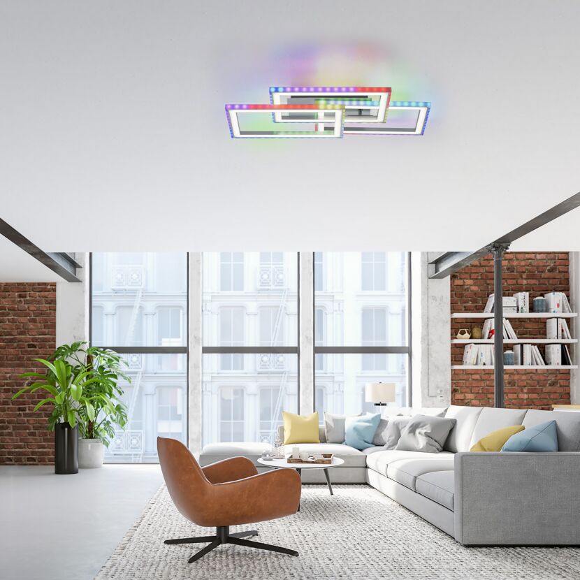 Bunte LED Deckenleuchte FELIX im modernen Wohnzimmer