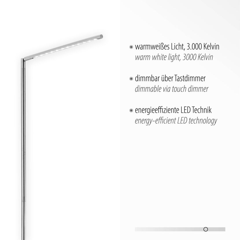 Stehleuchte 'Dawda' stahlfarben 51,5 x 165,5 cm