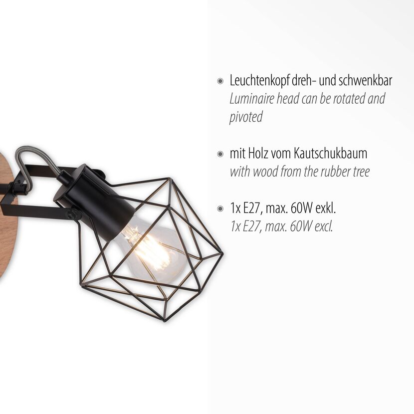 Spot 'Jaro' 1-flammig E27 60 W 28,5 x 25 x 21 cm