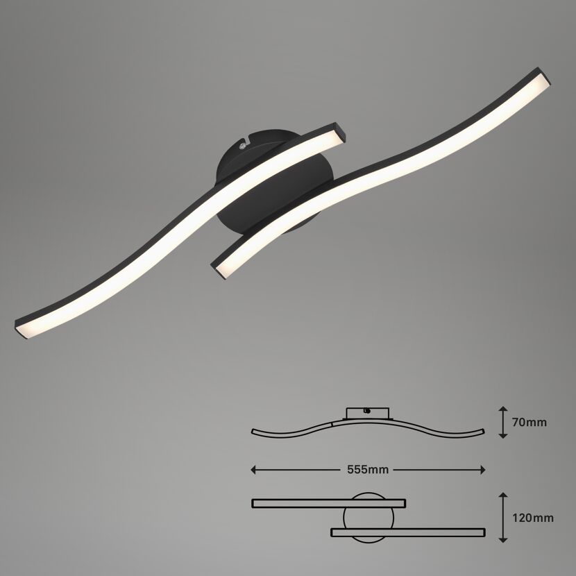 LED-Deckenleuchte schwarz 480 lm 55,5 x 12 x 7 cm, 2-flammig