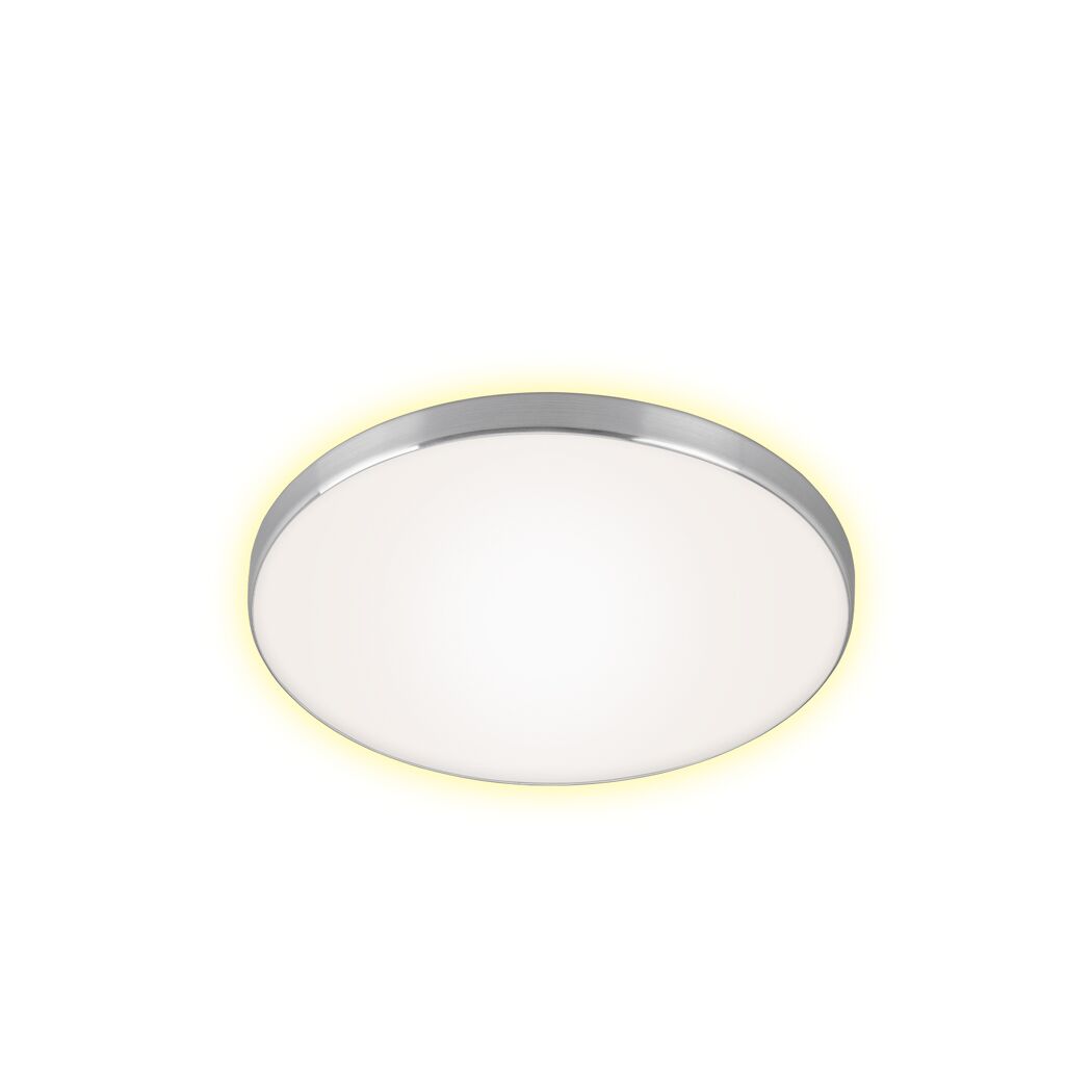 runde LED Deckenleuchte mit silbernem Rand und Backlight