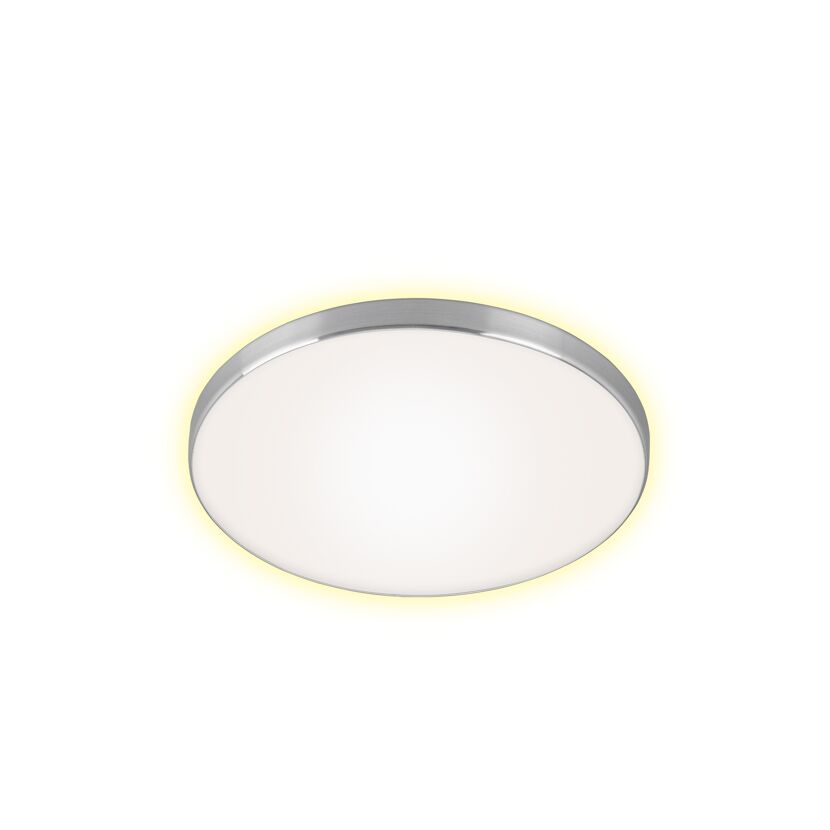 runde LED Deckenleuchte mit silbernem Rand und Backlight