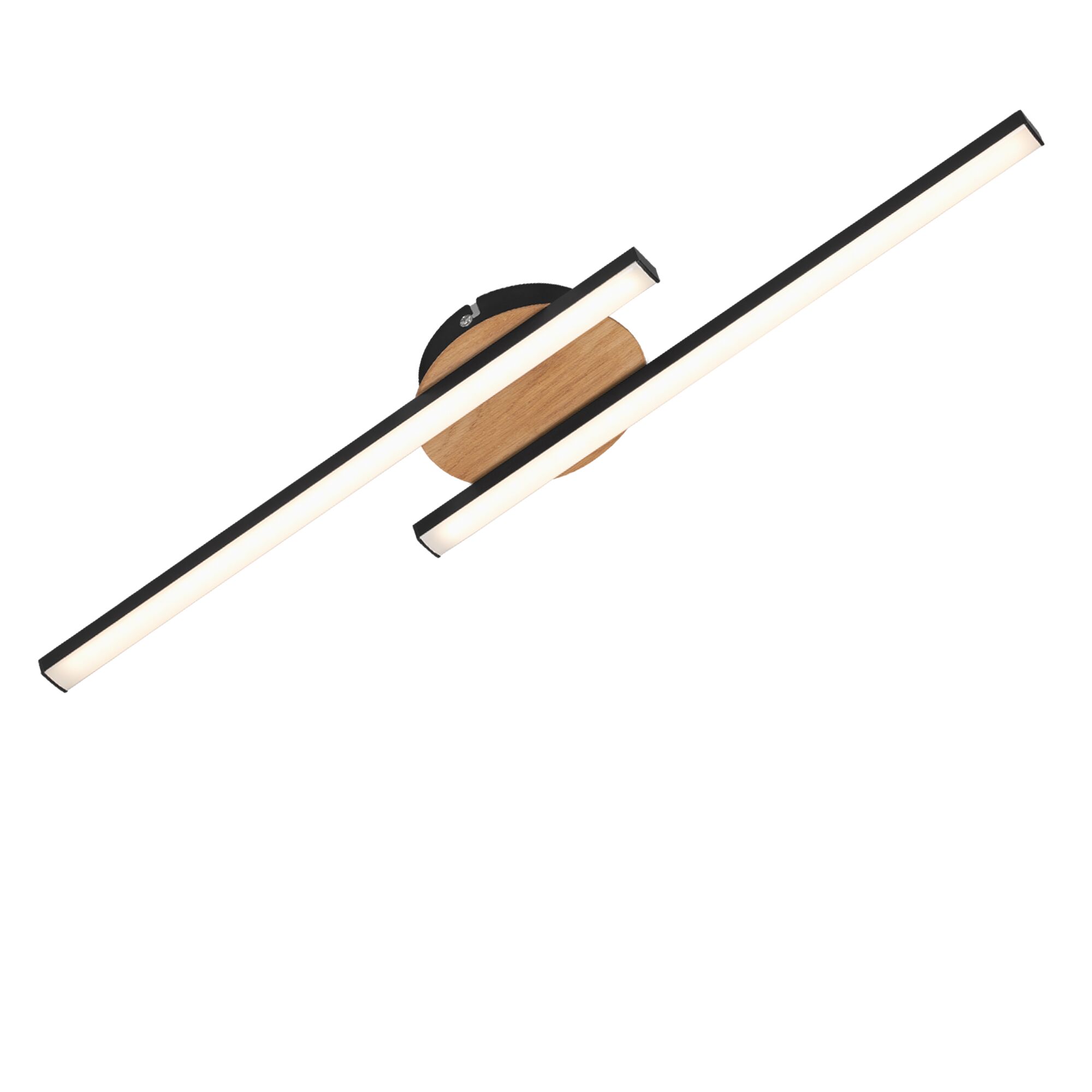 Schwarze Deckenleuchte mit Holz-Element