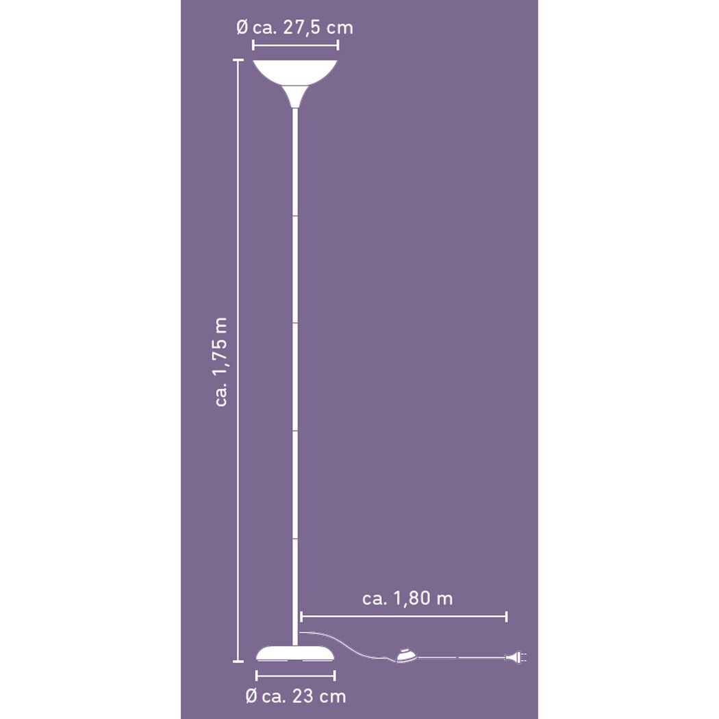 LED-Stehlampe 'Mara' E27 40 W Ø 27,5 x 175 cm