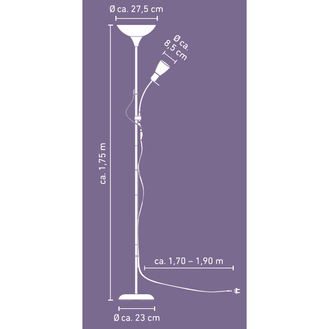 LED-Stehlampe E14, E27 Ø 27,5 x 175 cm