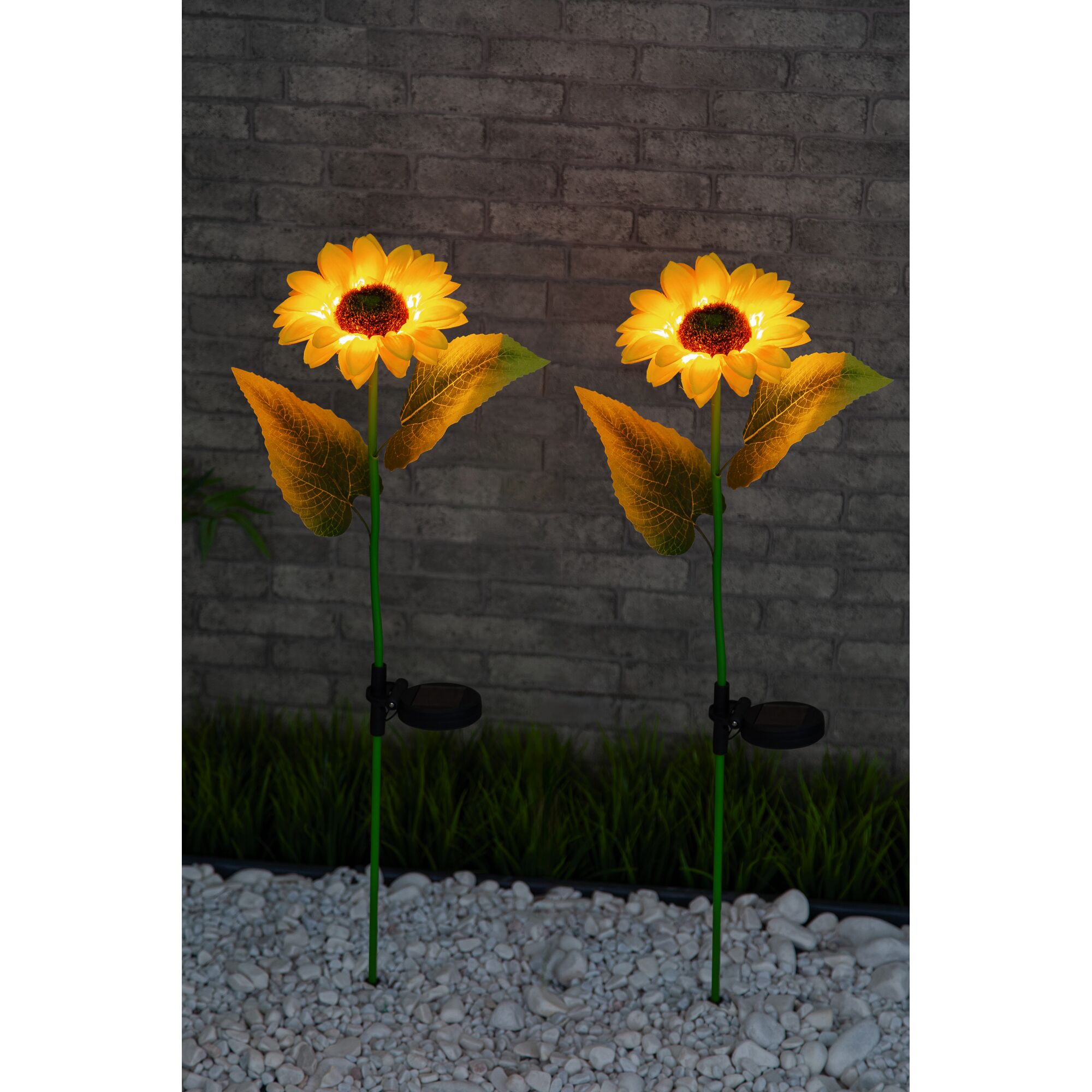 Zwei leuchtende Solar-Sonnenblumen