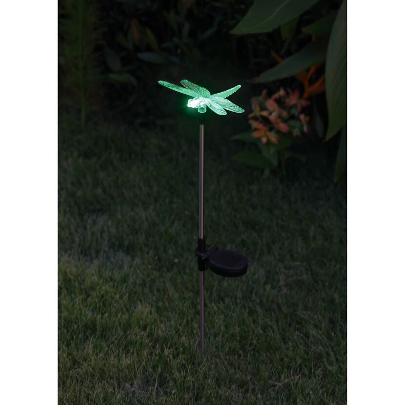Solar-Leuchte Libelle mit grünem Licht
